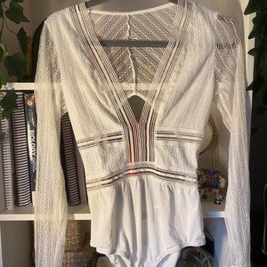 White lace body suit with gorgeous detailing !!